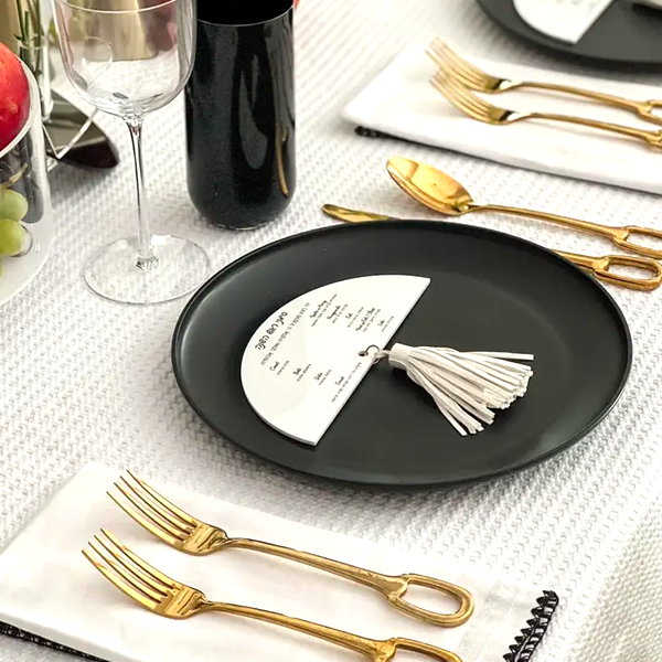 Rosh Hashana Simanim Plaques on Plate