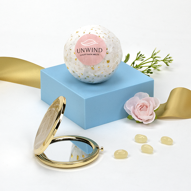Scented Luxury Bath Bomb with Gold Compact Mirror
